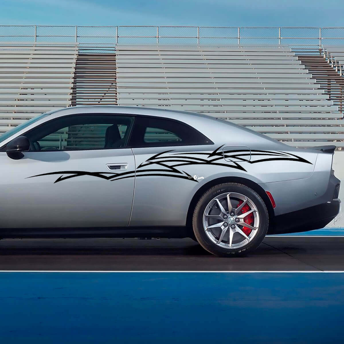 Abstracte Tribal Strepen Zijvinyl Sticker voor Dodge Charger Electric