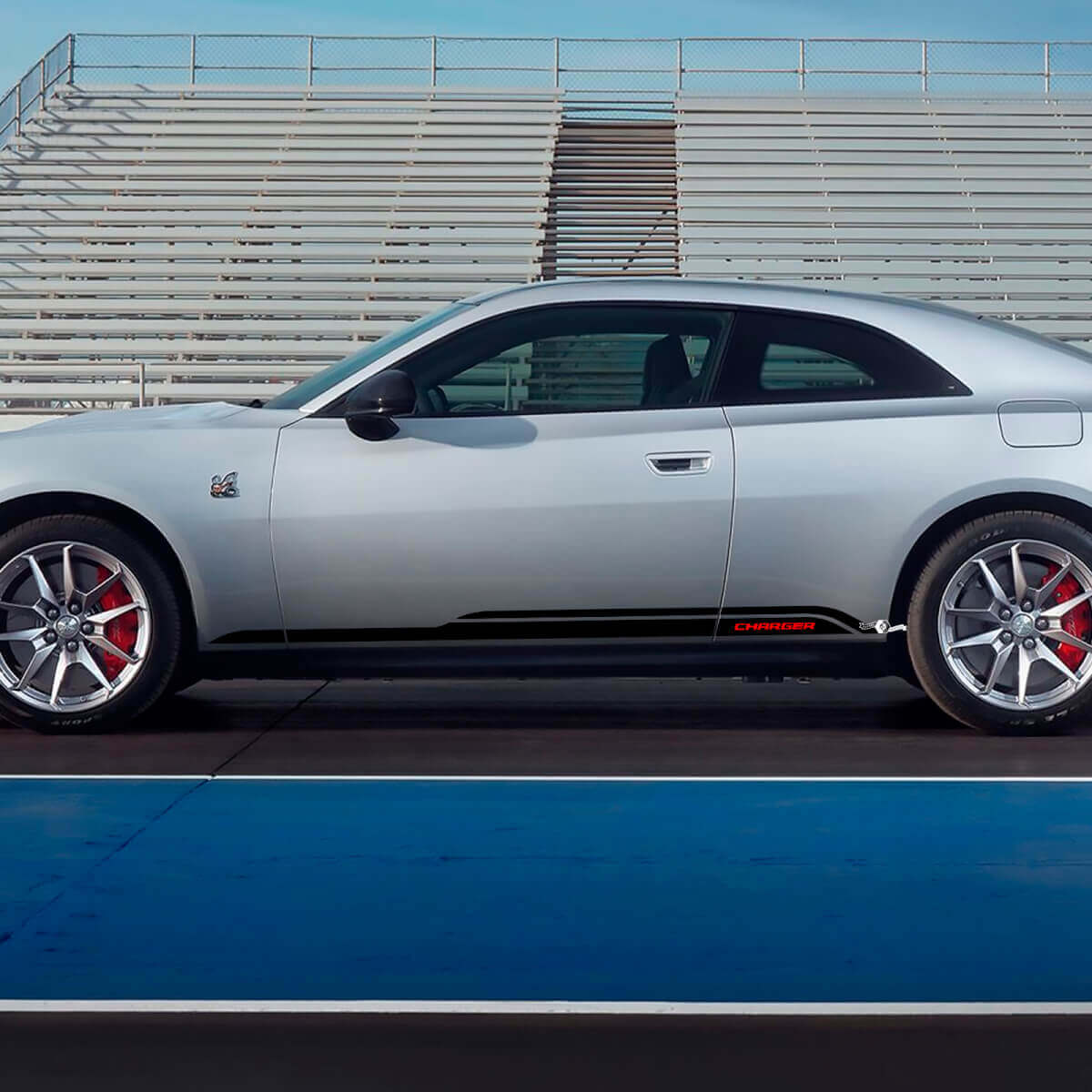 Zijrocker paneel stickers strepen voor Dodge Charger Electric 2 -kleuren
