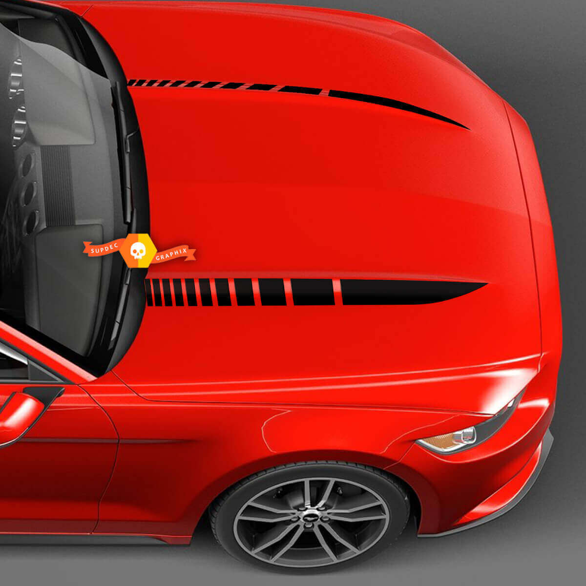 Dubbele Custom Motorkap Strepen Vinyl Stickers voor Musclecar Musclecarmodel 2010-24