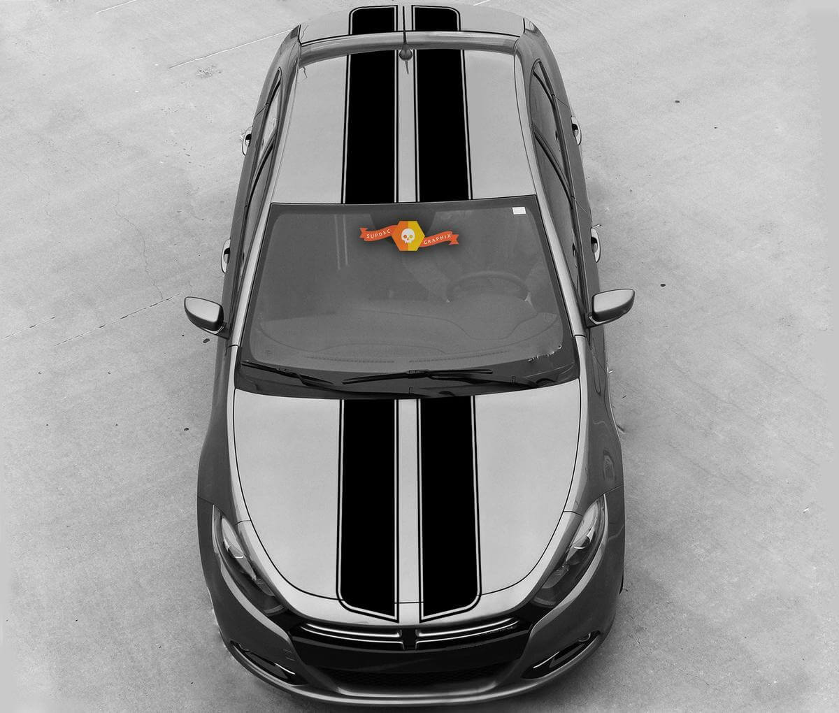 Dubbele Ombraam Strepen Bovenste Vinyl Decal Kit voor Dodge Dart 2013-20