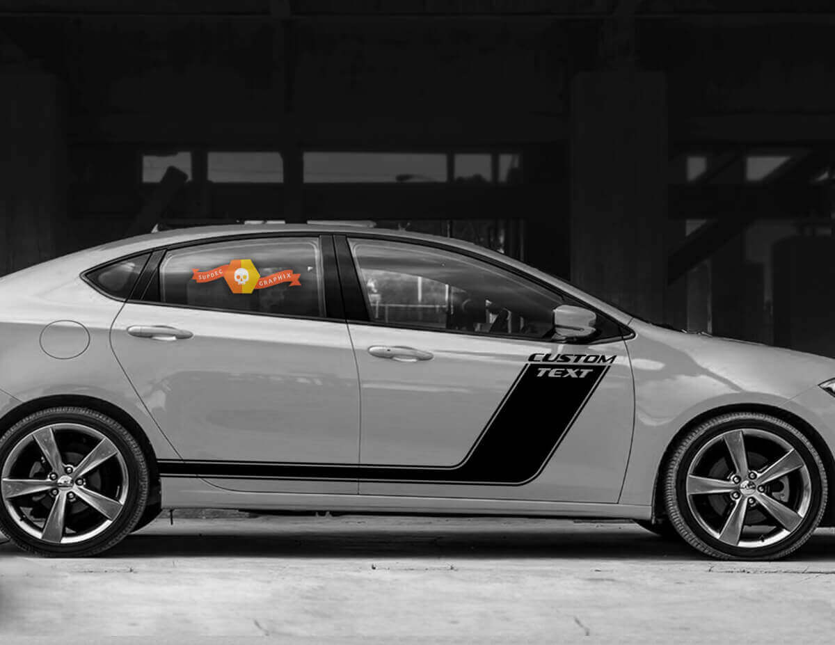 Omrande Strepen met Aangepaste Tekst Zij Vinyl Sticker voor Dodge Dart