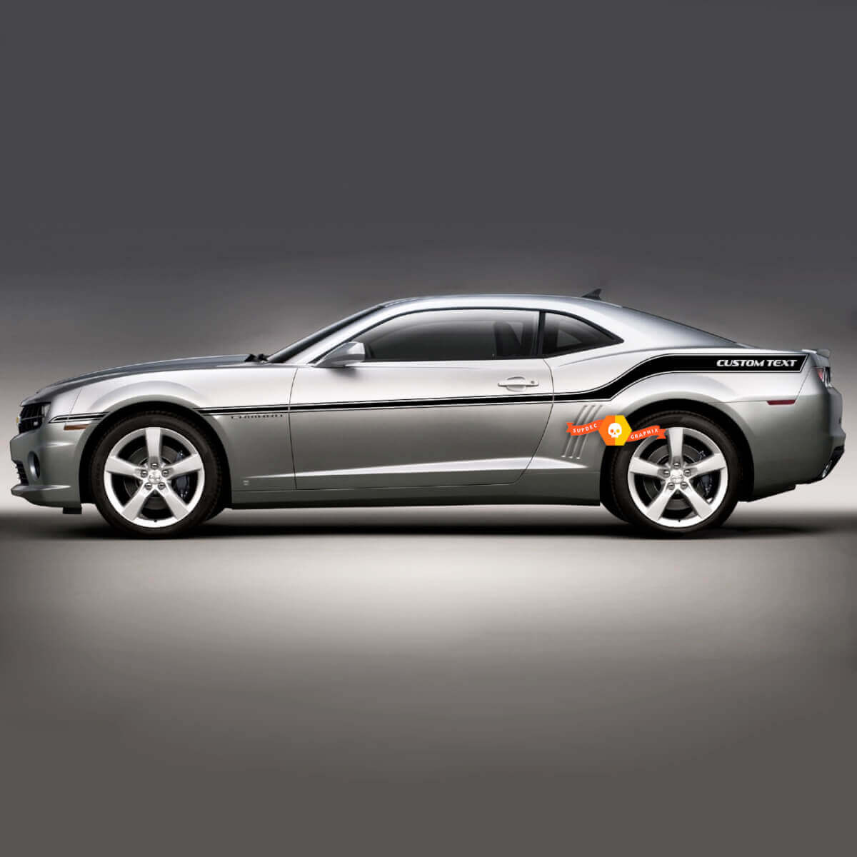 Aangepaste tekst volledige zijstrepen voor Chevrolet Camaro Racing Sport
