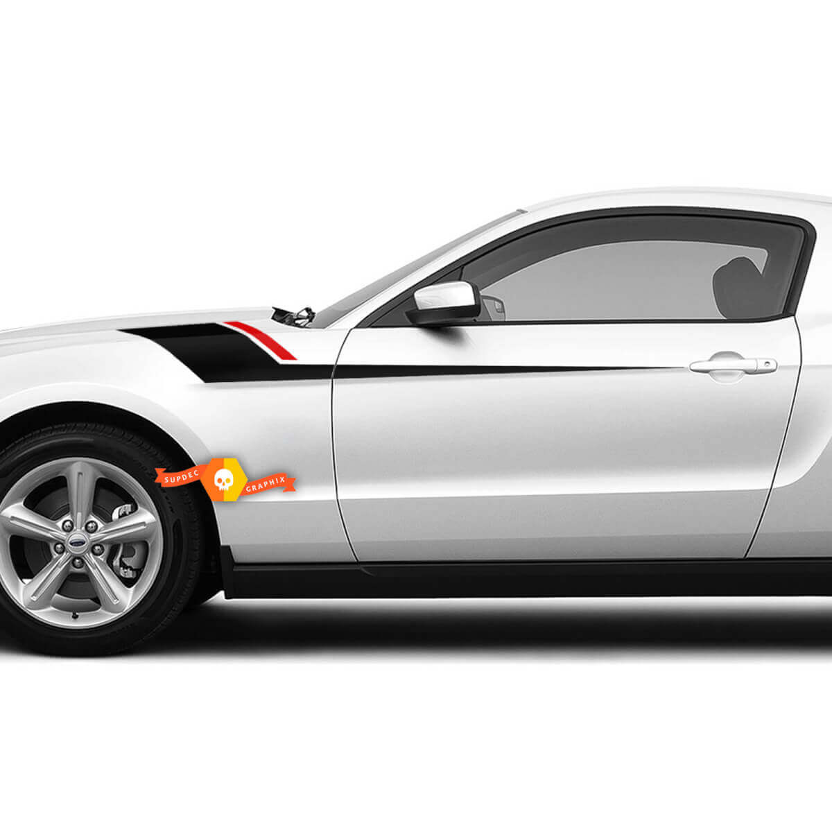 Spatbordzijstrepen met rode streepstickers voor Ford Mustang 2005 - 2024
