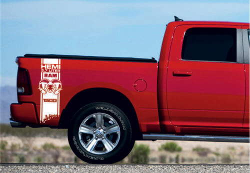 DODGE RAM HEMI 5.7L/6.4L 2x Decals voor 1500 2500 3500 vinyl body stripe sticker
