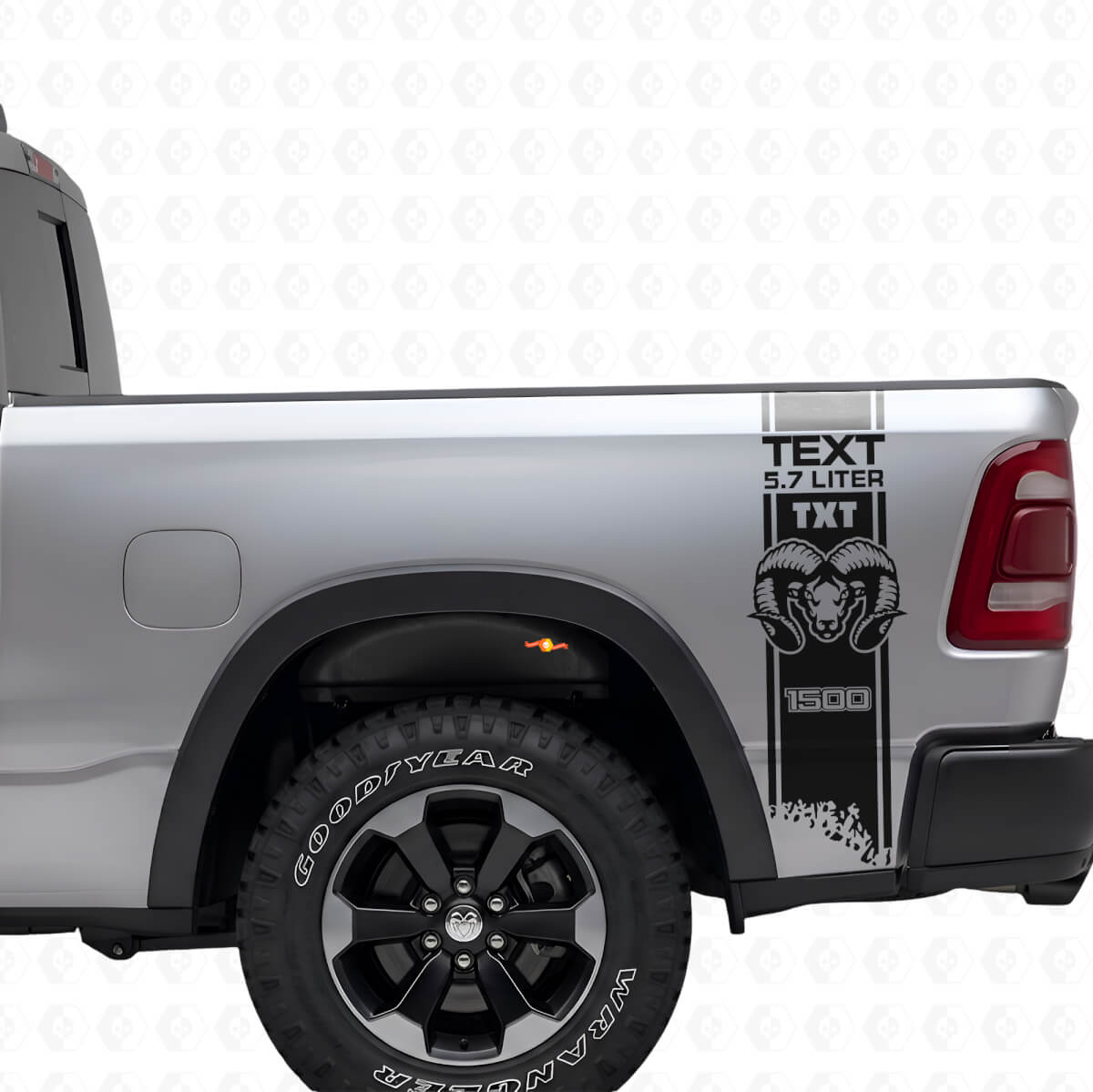 Aangepaste HEMI-stijl vinyl sticker set voor de achterzijstrepen van Dodge Ram 1500-3500