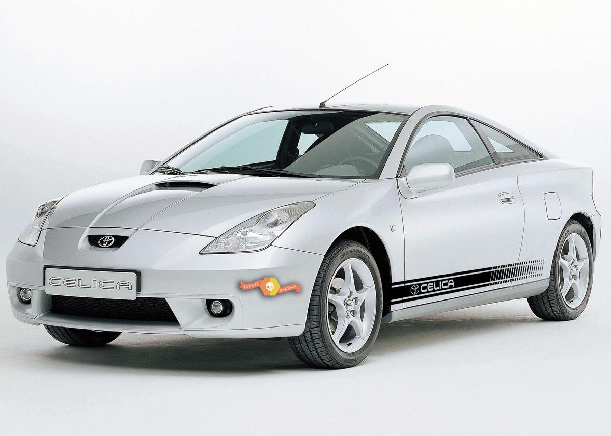 TOYOTA CELICA 2x zijstrepen carrosseriestickers grafische sticker vinyl premium kwaliteit
