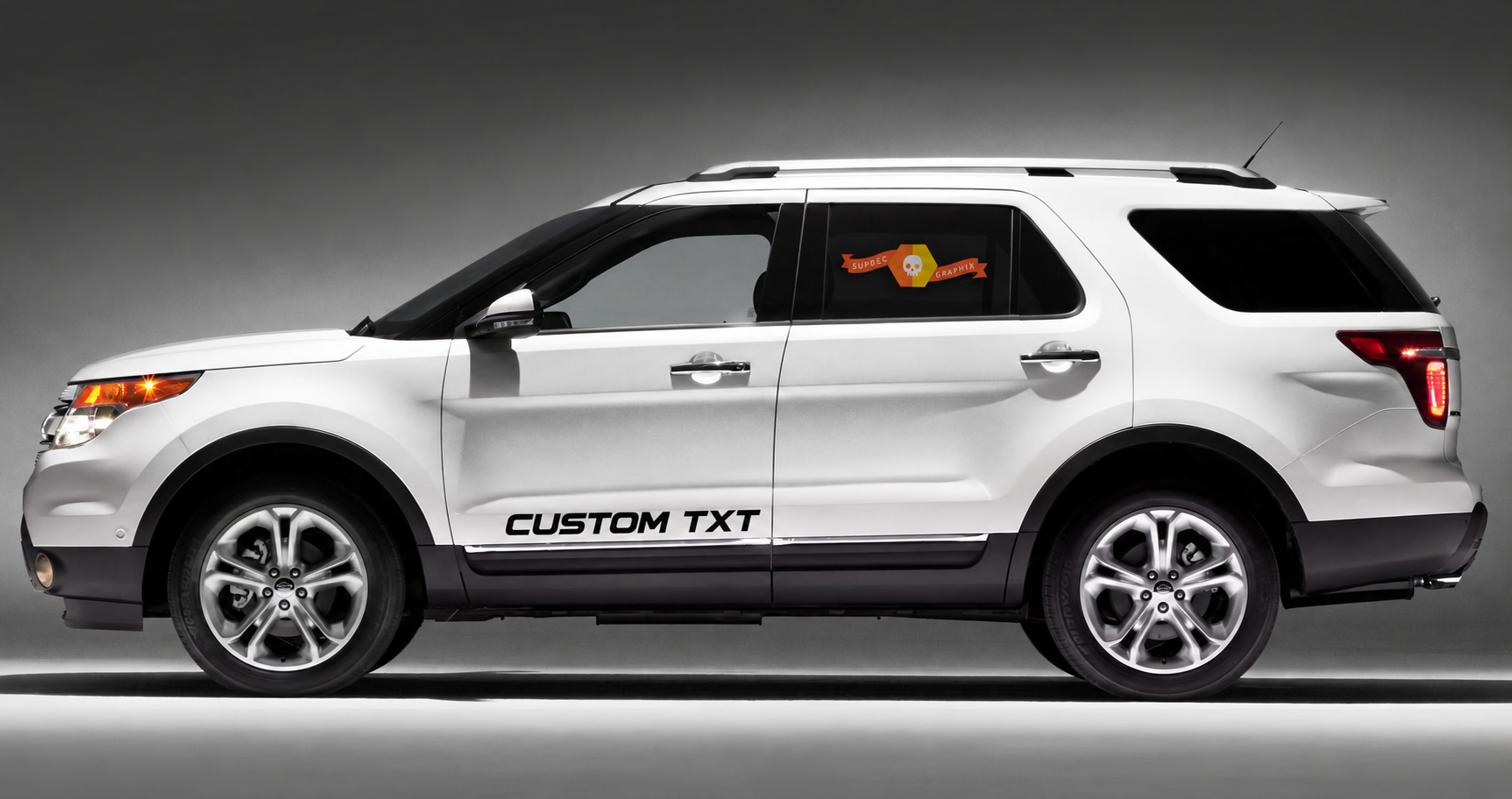 CUSTOM TXT Lettering Paar Rocker Panel Vinyl Decal Sticker voor Ford Explorer 2010-2018