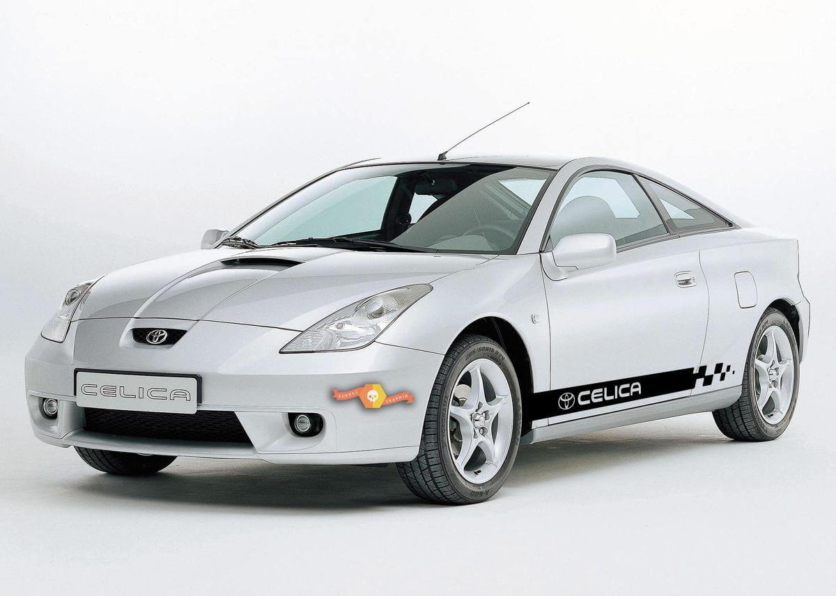 TOYOTA CELICA 2x zijstrepen carrosseriestickers grafische sticker vinyl premium kwaliteit#2
