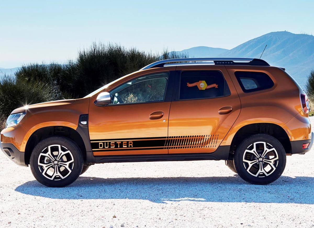 Gemerkt Vinyl Decal Kit met Geruite Zijstrepen voor Renault Dacia Duster 2010-18
