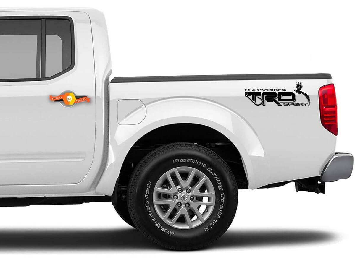 TRD Sport Fish & Feather Bedside Vinyl Decal Set voor Toyota Tacoma Tundra