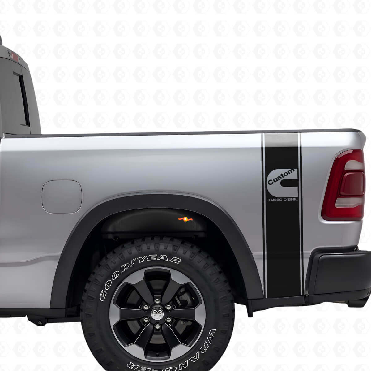 C-Stijl Turbo Diesel Achterzijstrepen Vinyl Decal Kit voor Dodge Trucks