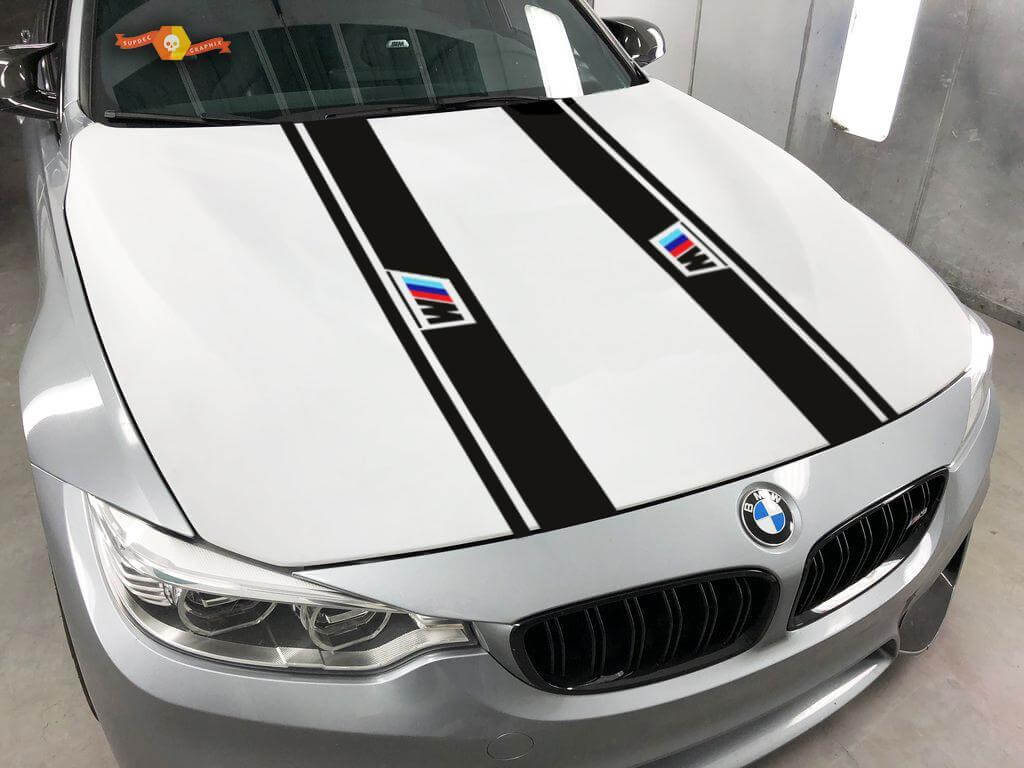 BMW 2x Hood Stripes vinyl sticker sticker logo Bmw MPower 1 3 5 7 serie x4 x5 x6

