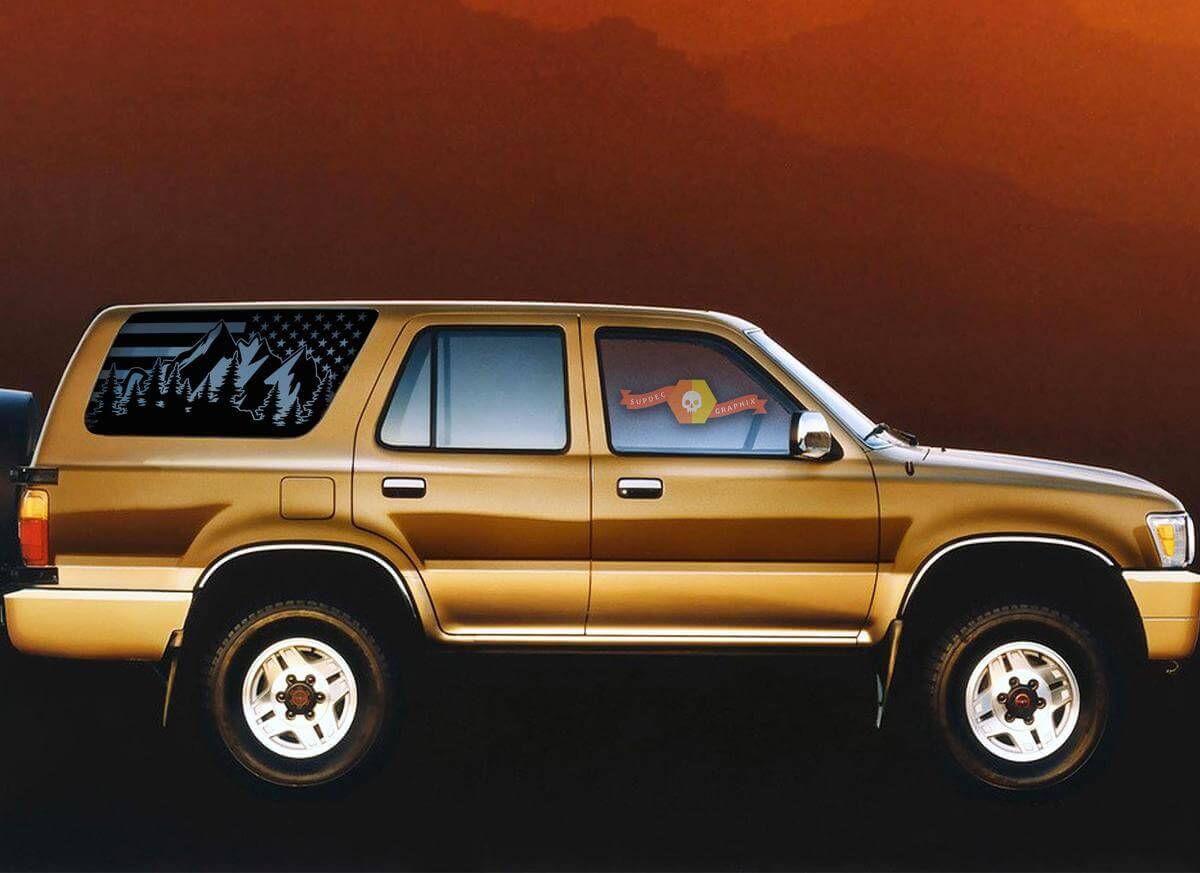 Mountain Style USA-vlag achterraam vinyl sticker voor Toyota 4Runner 1990-1995