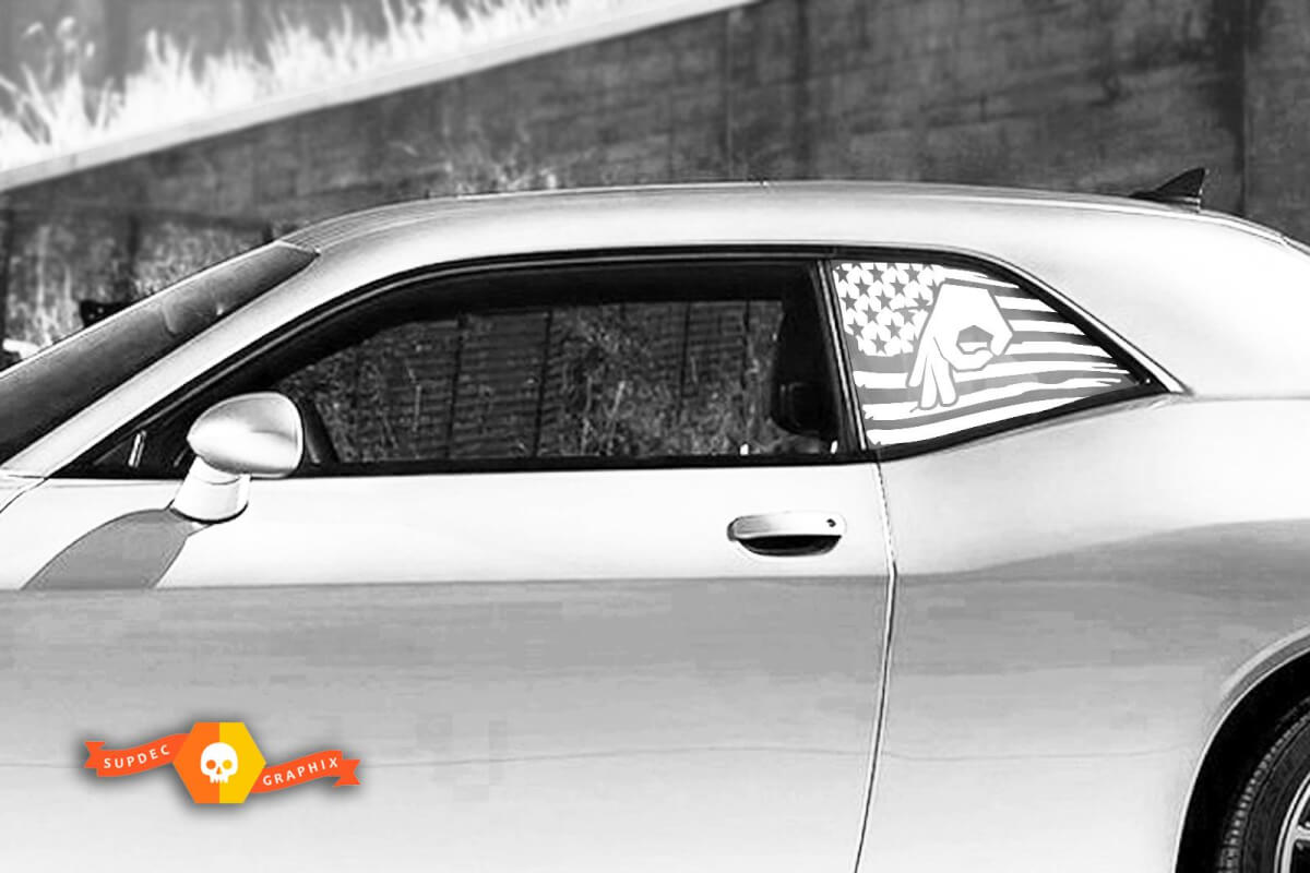 2 Dodge Challenger Window Custom Amerikaanse vlag Vinyl Windscherm Sticker Grafische Stickers
