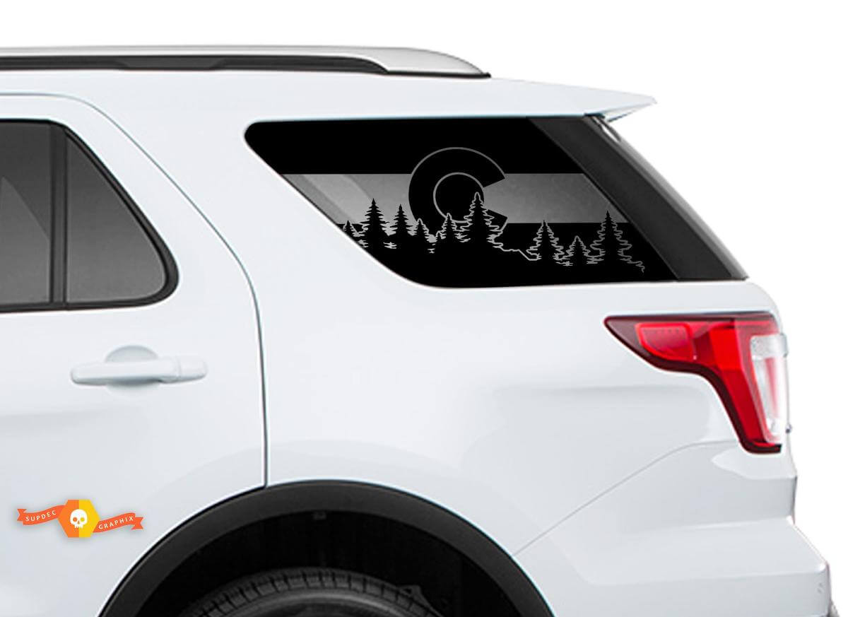 2011-2018 Ford Explorer - Voorruitstickers met vlag van de staat Colorado voor achterruitstickers
