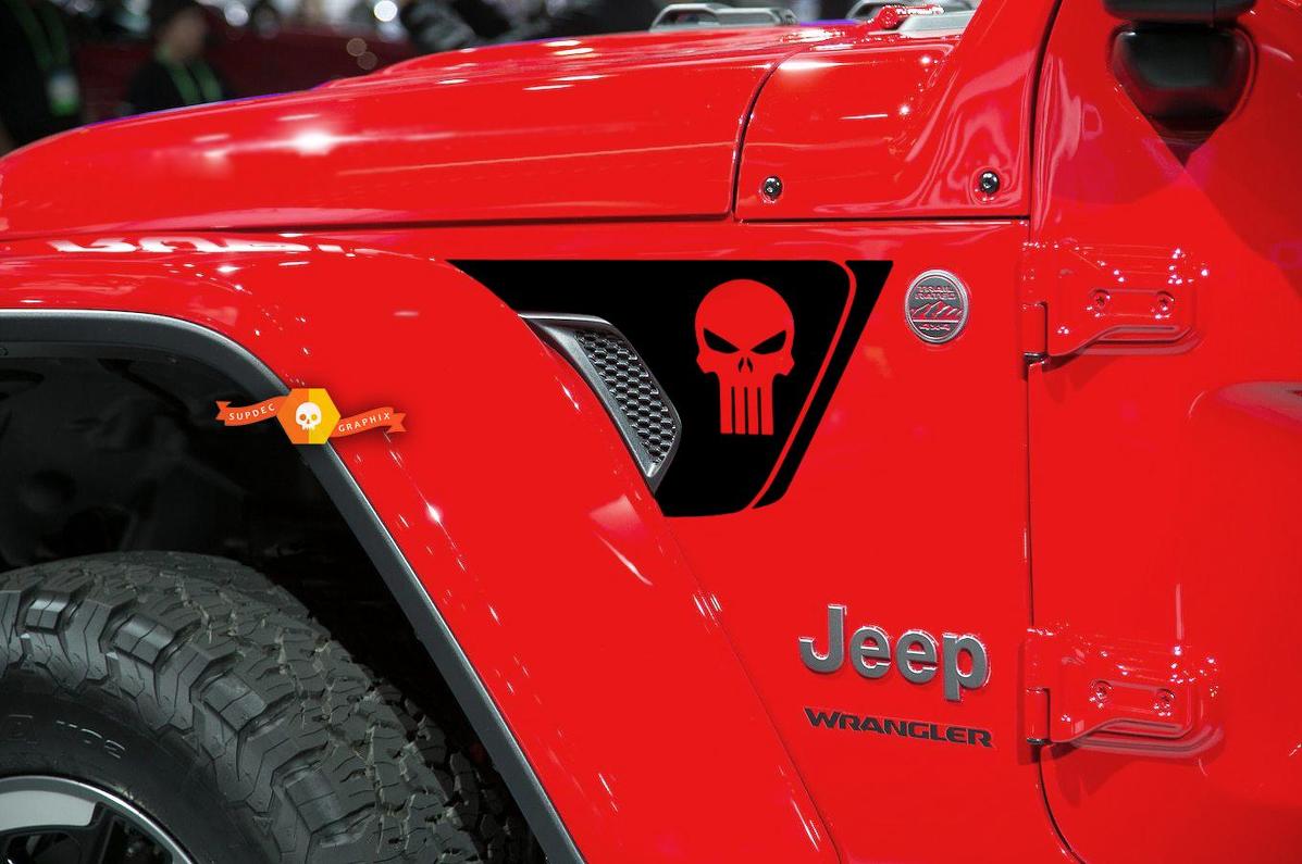 Punisher Skull Vent Spatbord Vinyl Decal Sticker voor Jeep Wrangler