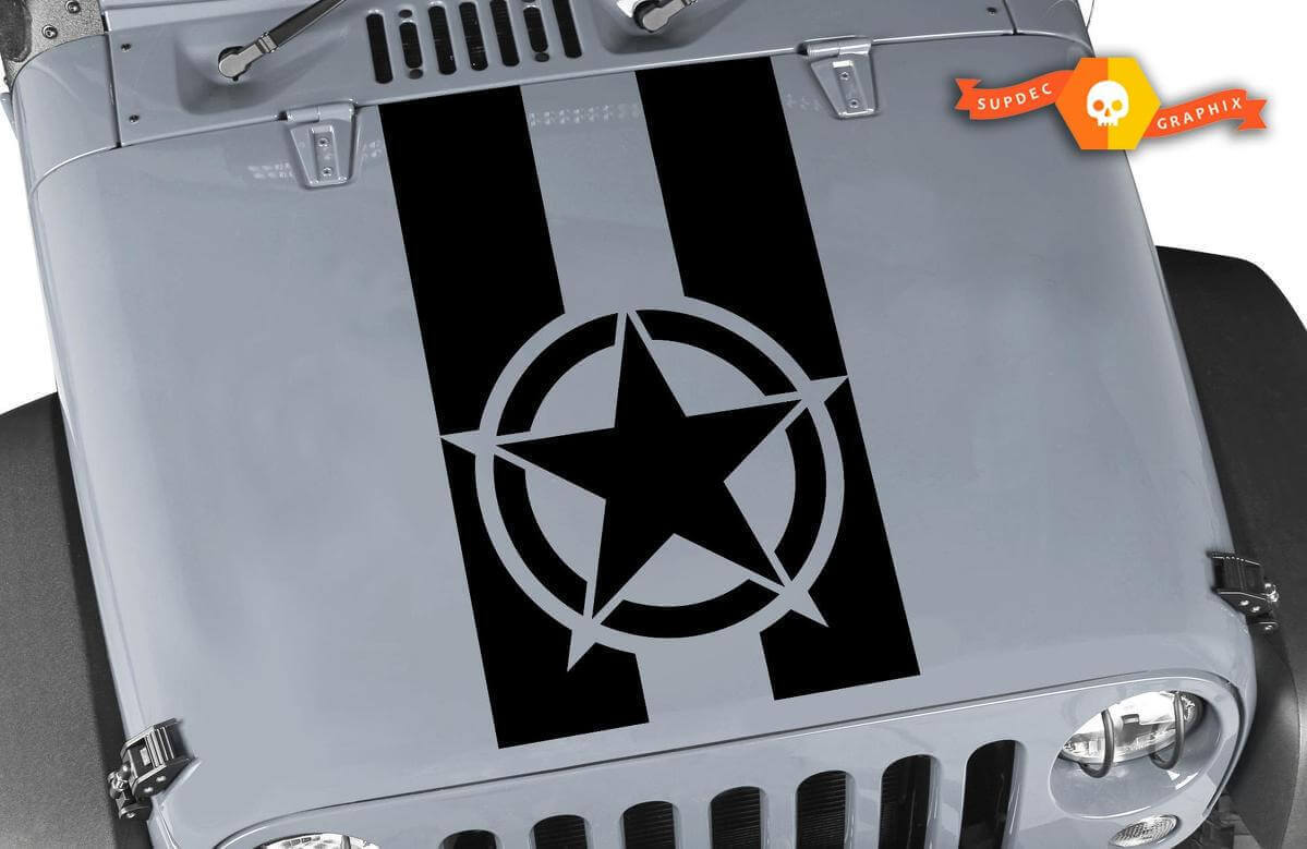 Blackout militaire ster capuchon vinyl sticker decal graphic voor Jeep Wrangler