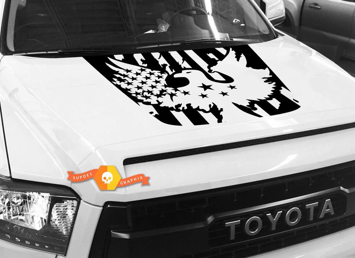 Bald Eagle USA-vlag motordeksel vinylsticker voor Toyota Tundra 2014-2018