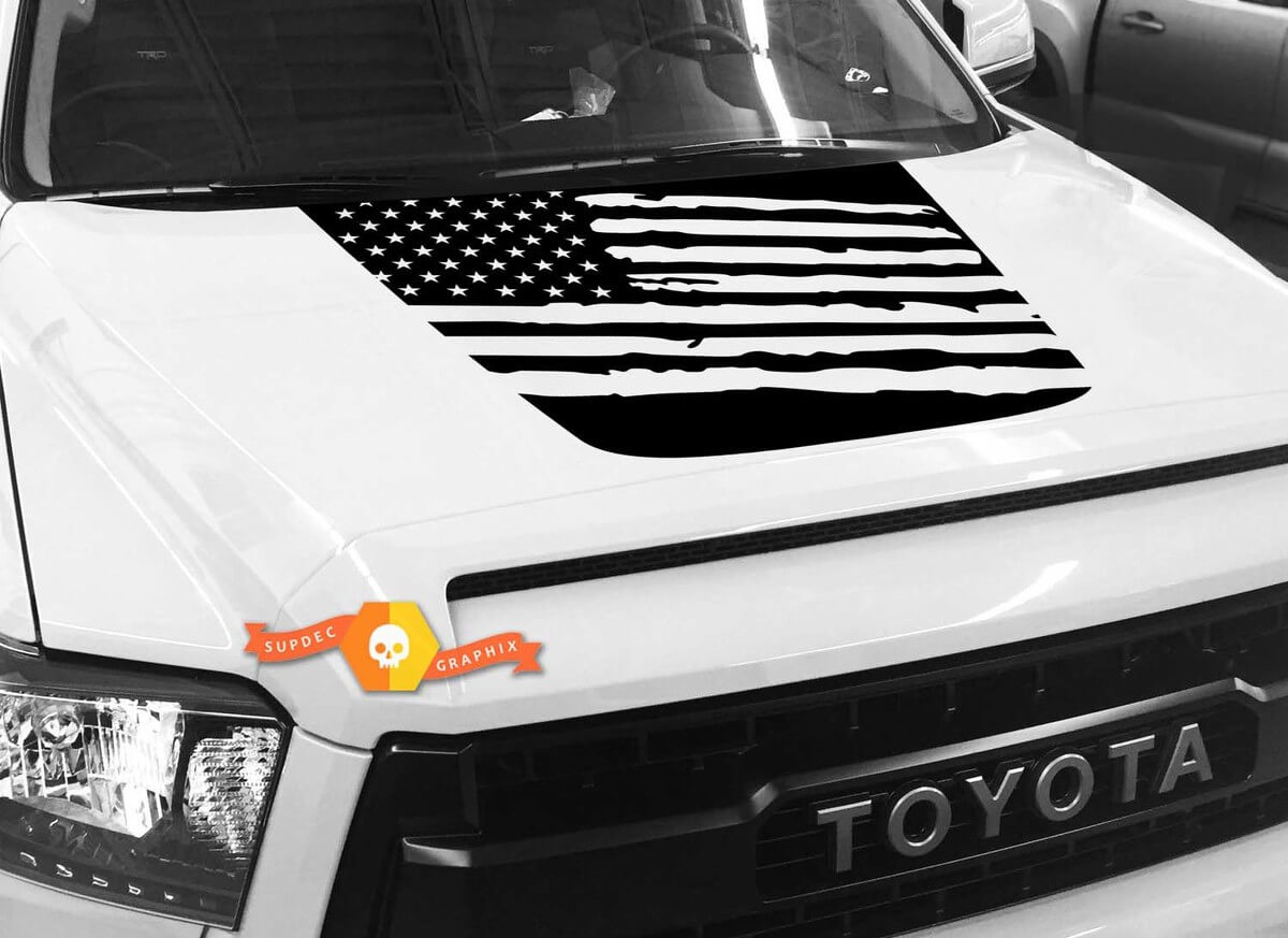 Vinylsticker Amerikaanse Vlag Vernield voor Toyota Tundra 2014-2018