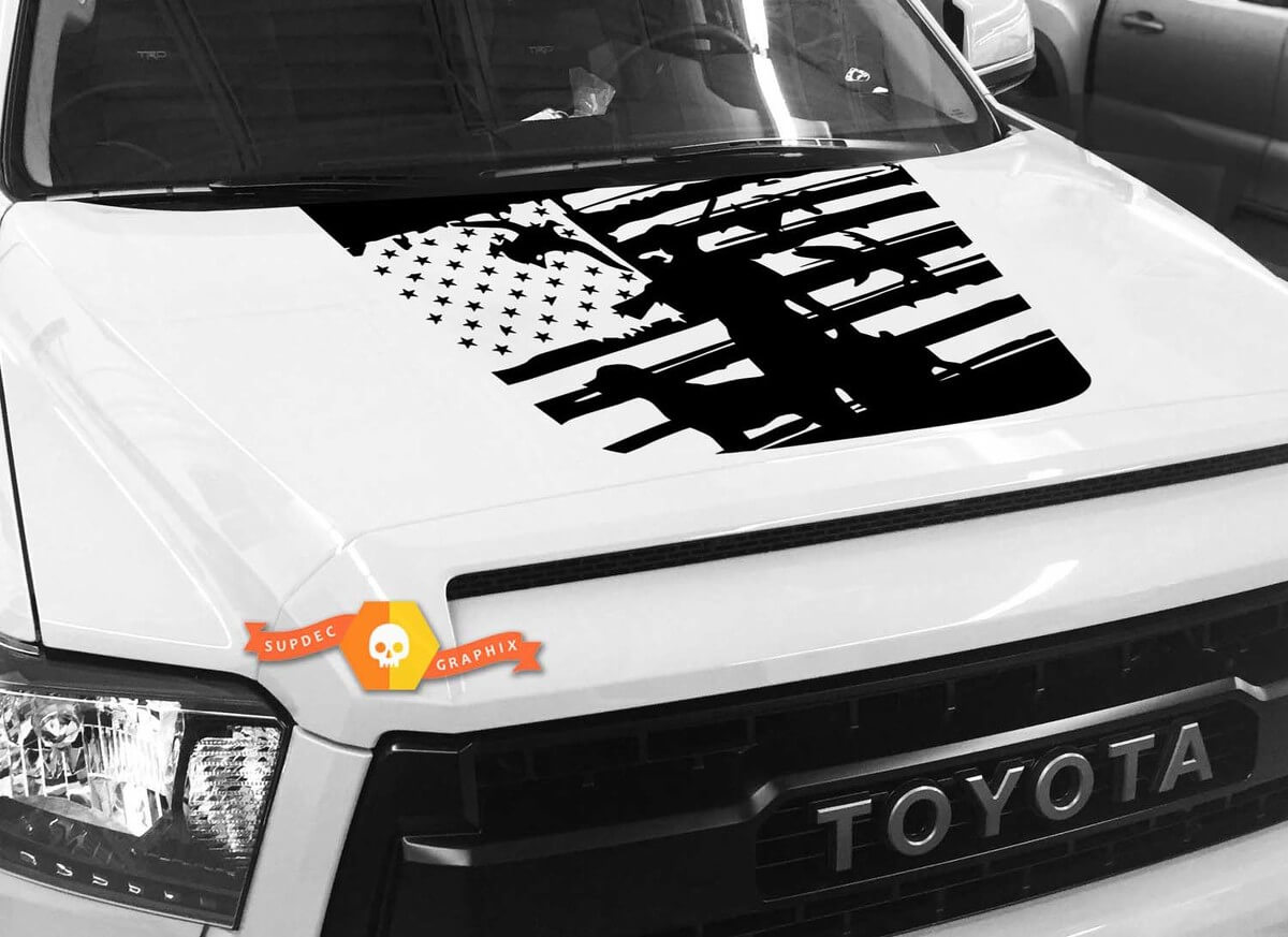 Duck Hunter Versleten USA-vlag Motorkapsticker voor Toyota Tundra 2014-2018