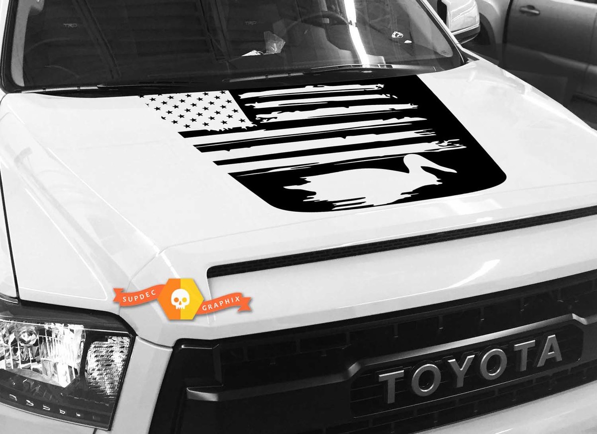 Kap USA Verontruste Vlag Eenden grafische Sticker Sticker voor TOYOTA TUNDRA 2014 2015 2016 2017 2018 #14
