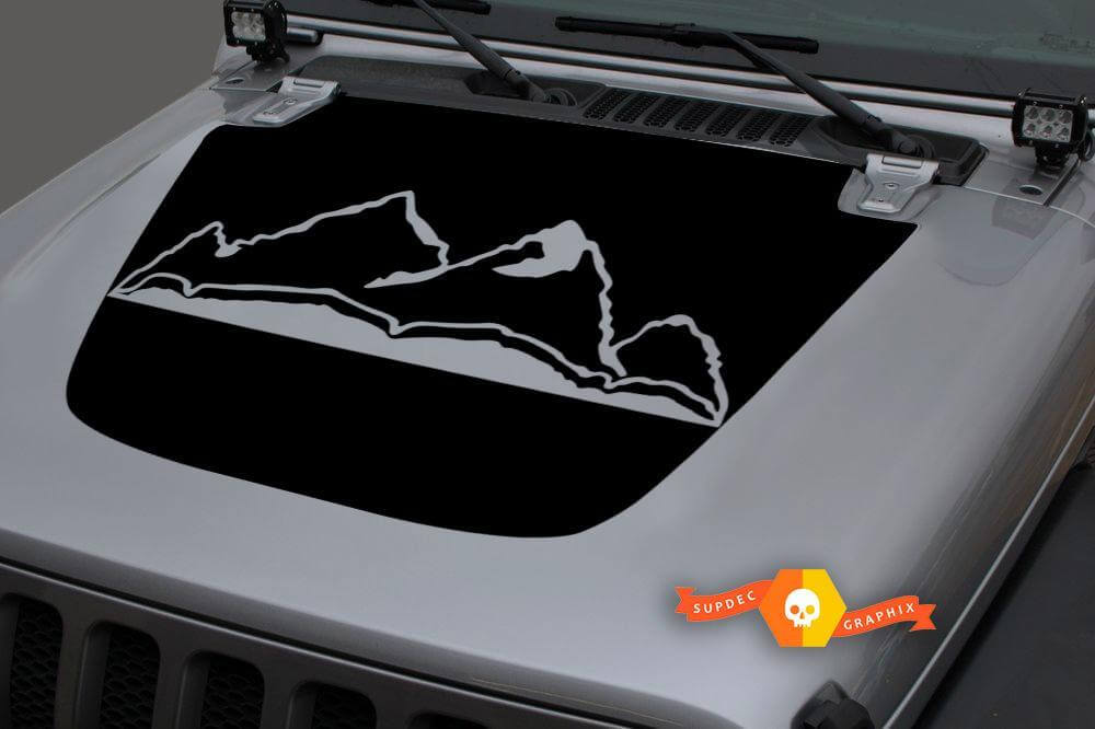 Mountains Blackout Hood Vinyl Decal Sticker 3 voor Jeep Wrangler JL