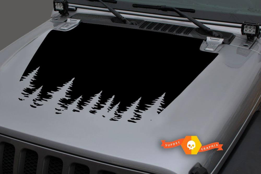 Forest Blackout Motorkap Vinyl Decal Sticker 2 voor Jeep Wrangler JL