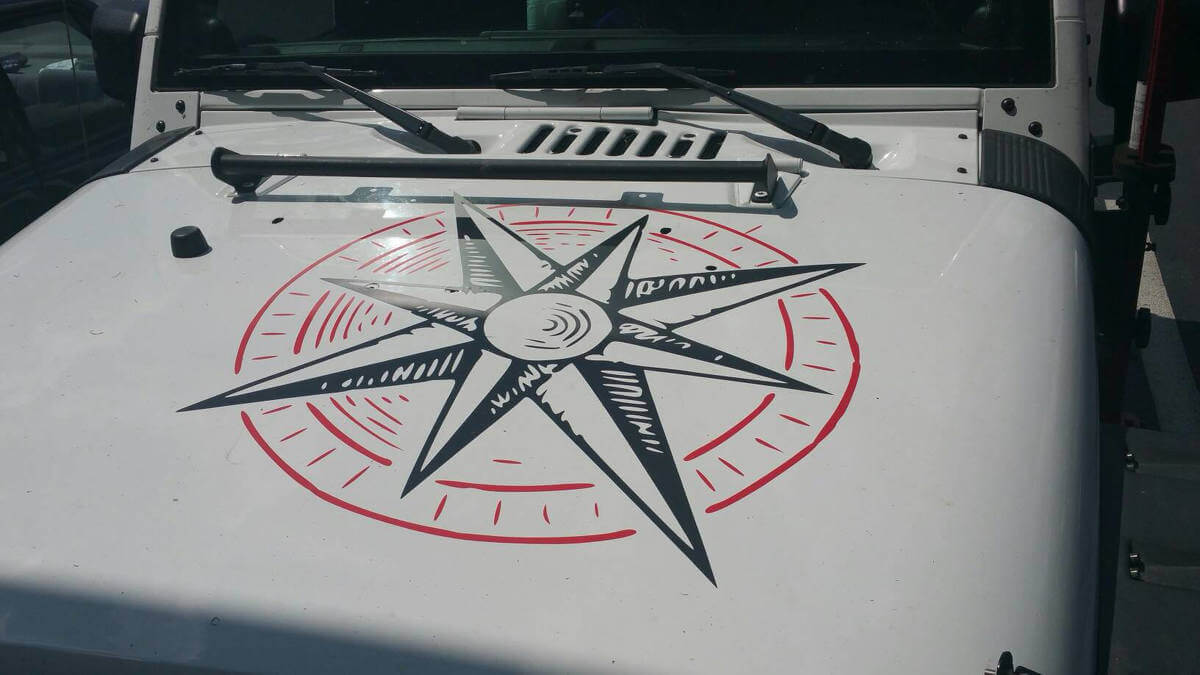 Compass Art Motorkap Vinyl Decal Sticker voor Jeep Wrangler JK 2006-2018
