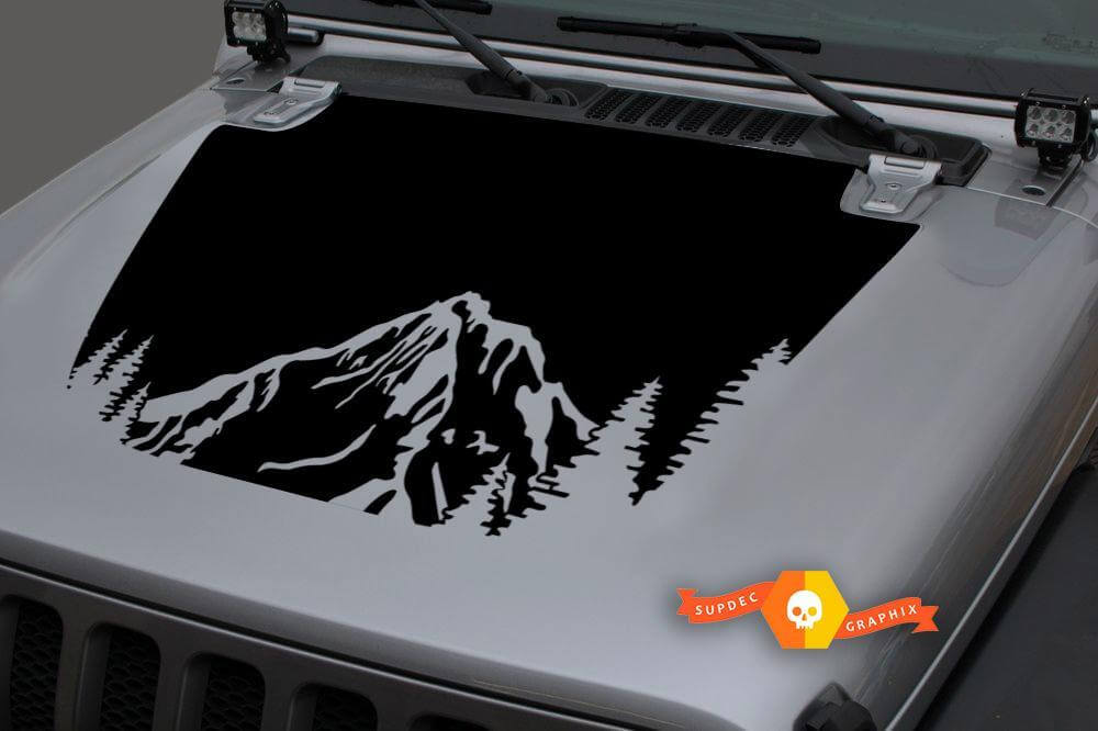 Forest Mountains Blackout Kap Vinyl Decal Sticker 3 voor Jeep Wrangler JL