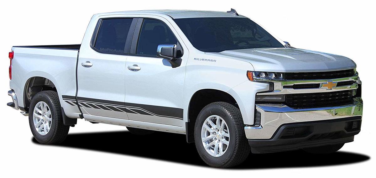 2 Rocker 2019 2020 Chevy Silverado onderste rocker paneel lichaam zijdeur streep vinyl graphics stickers stickers
