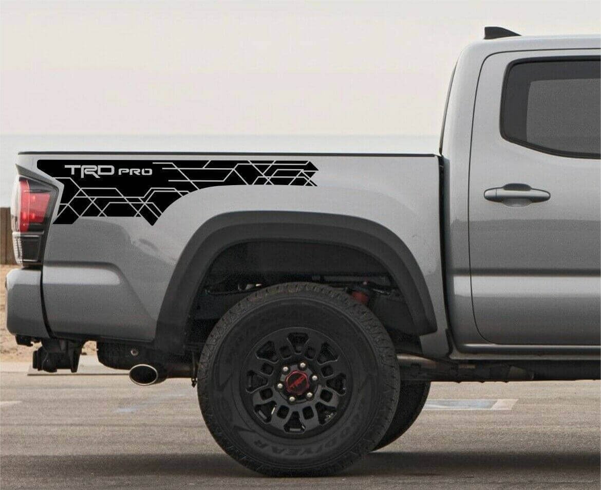 TRD Pro Stijl Zijbed Vinyl Decal Set voor Toyota Tacoma 2016-2023