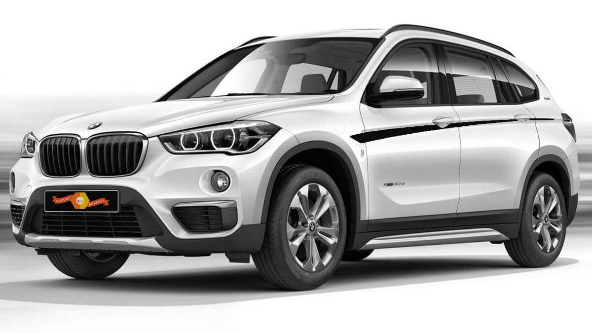 M Performance-stijl zijstrepen vinylstickers kit voor BMW X1 F48