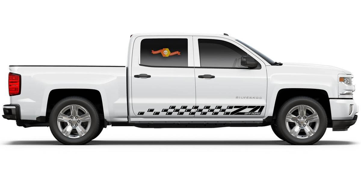 Chevrolet Silverado Z71 zijkanten stripes graphics Sticker Decal deurpaneel