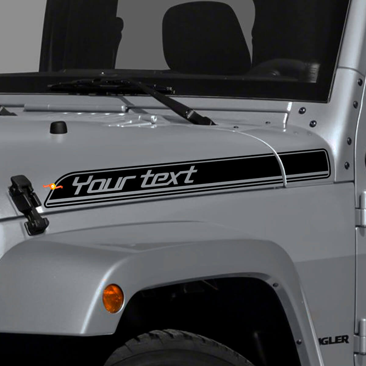 Aangepast Tekstomtrek Motorkap Zijstrook Vinyl Decal Kit voor Jeep Wrangler