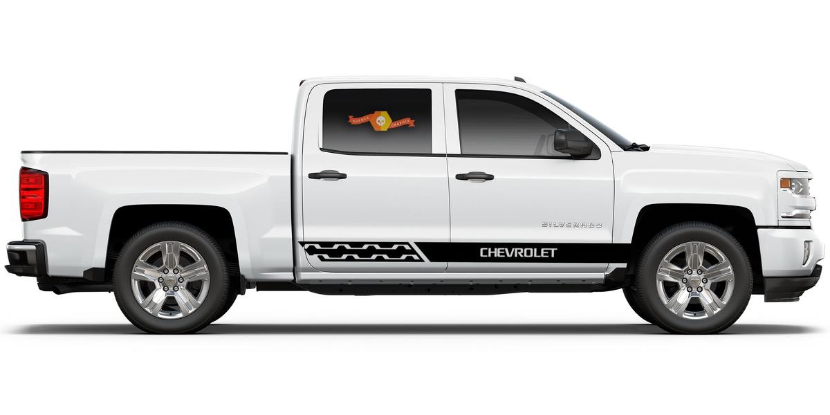 Chevrolet Silverado mk3 grafische zijstrepen Sticker Sticker deurpaneel Sticker Sticker zwart vinyl 1
