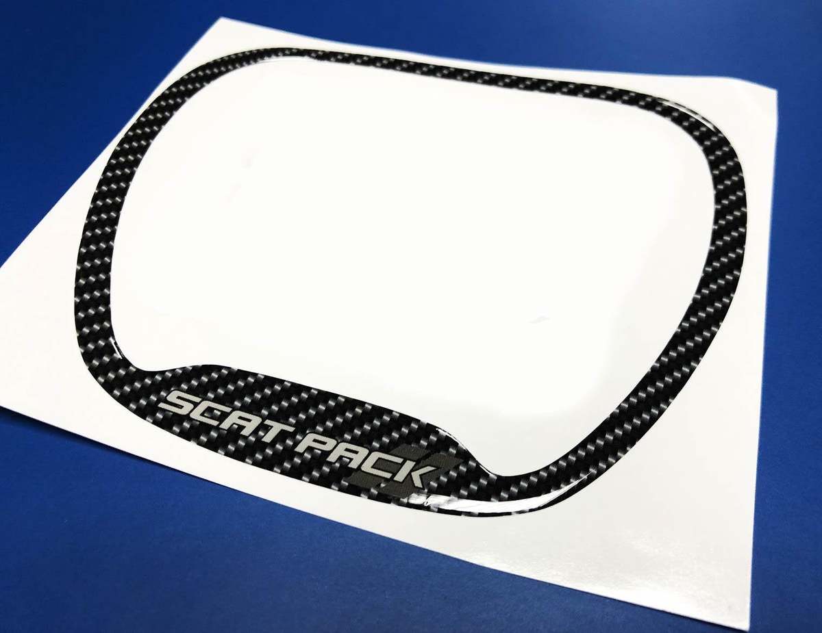 Stuurwielbekleding Carbon Scat Pack Grijze strepen koepelvormige sticker sticker Scatpack
