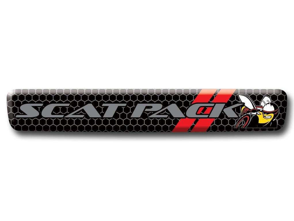 Stuurwiel Logo Scat Pack Gray Bee Red Stripes Emblem Domed Sticker Decal Challenger Charger Scatpack
