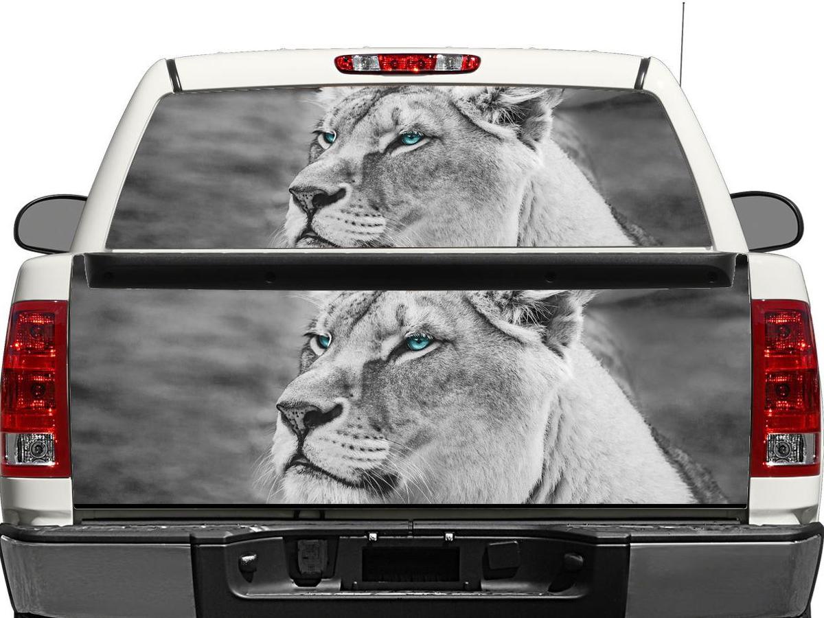 BW Lion zwart-wit achterruit of achterklep sticker sticker pick-up truck SUV auto
