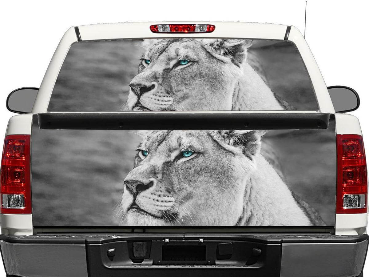 White Lion achterruit- of achterklep vinylsticker voor pickup truck SUV