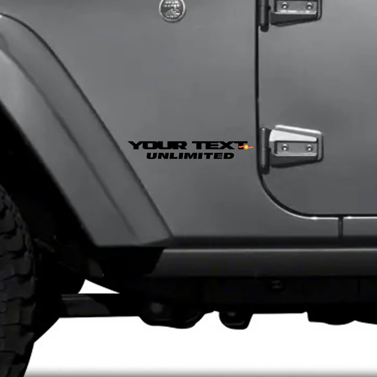 Aangepaste Tekst Onbeperkt Zijvinylsticker Set voor Jeep Wrangler