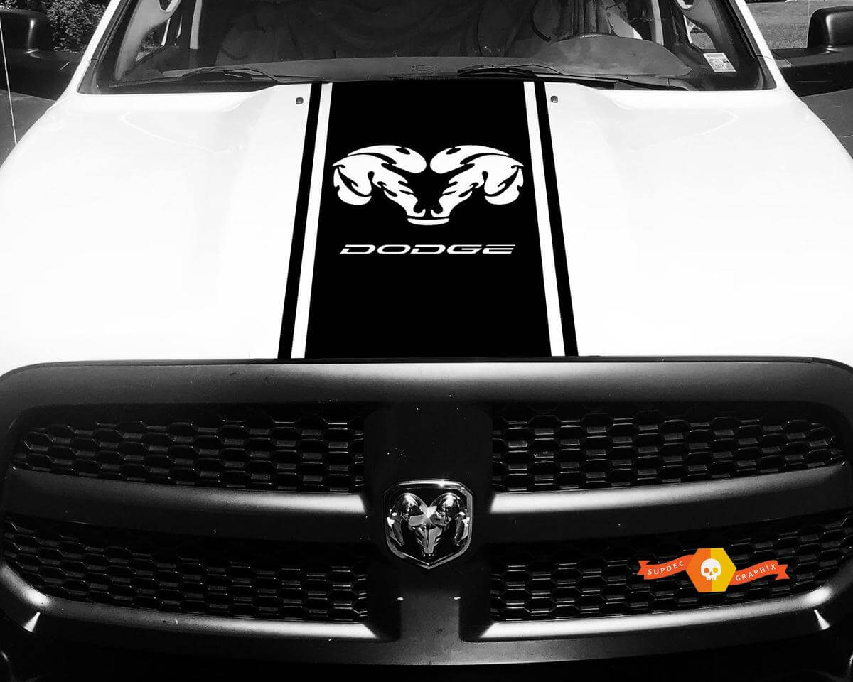 Vinyl Stripe RAM Motorkapstickers 2 voor Dodge Ram 1500 2500 3500