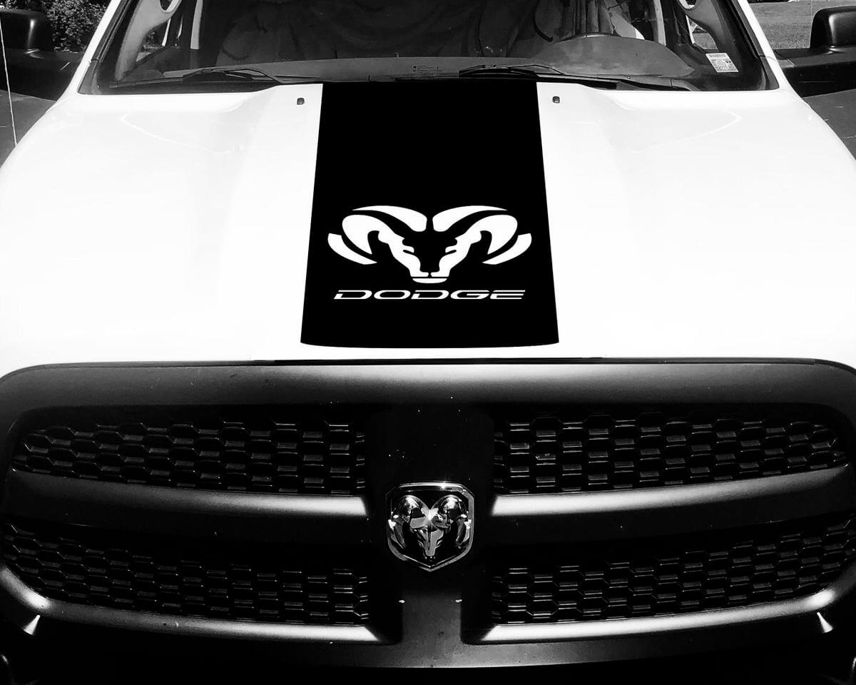 Dodge Ram 1500 Vinyl Sticker HOOD Ram Head Racing HEMI Stripe Stickers #66
