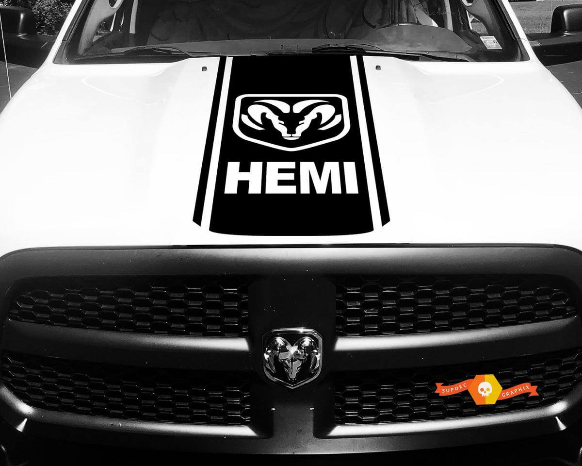 Hemi Stijl Omlijnde Strepen Motorkap Vinyl Decal Sticker voor Dodge Ram 3500