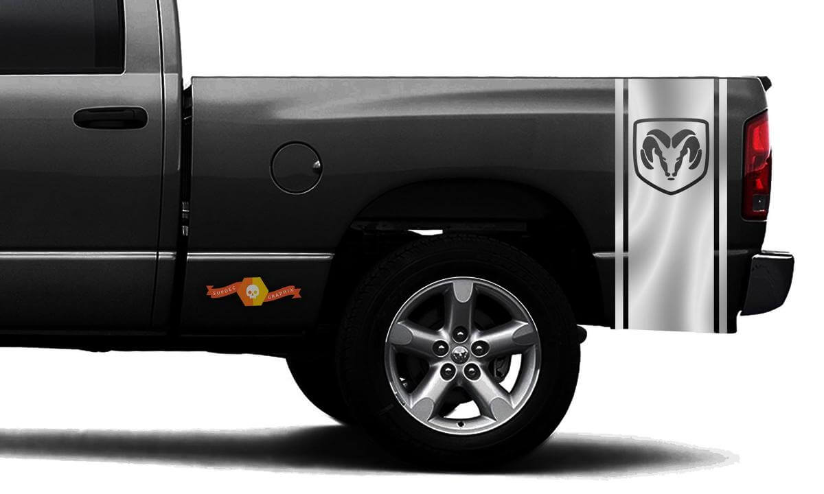 DODGE RAM 1500 VINYL DECAL bed zijstreep race CHROME sticker DODGE Hemi #94
