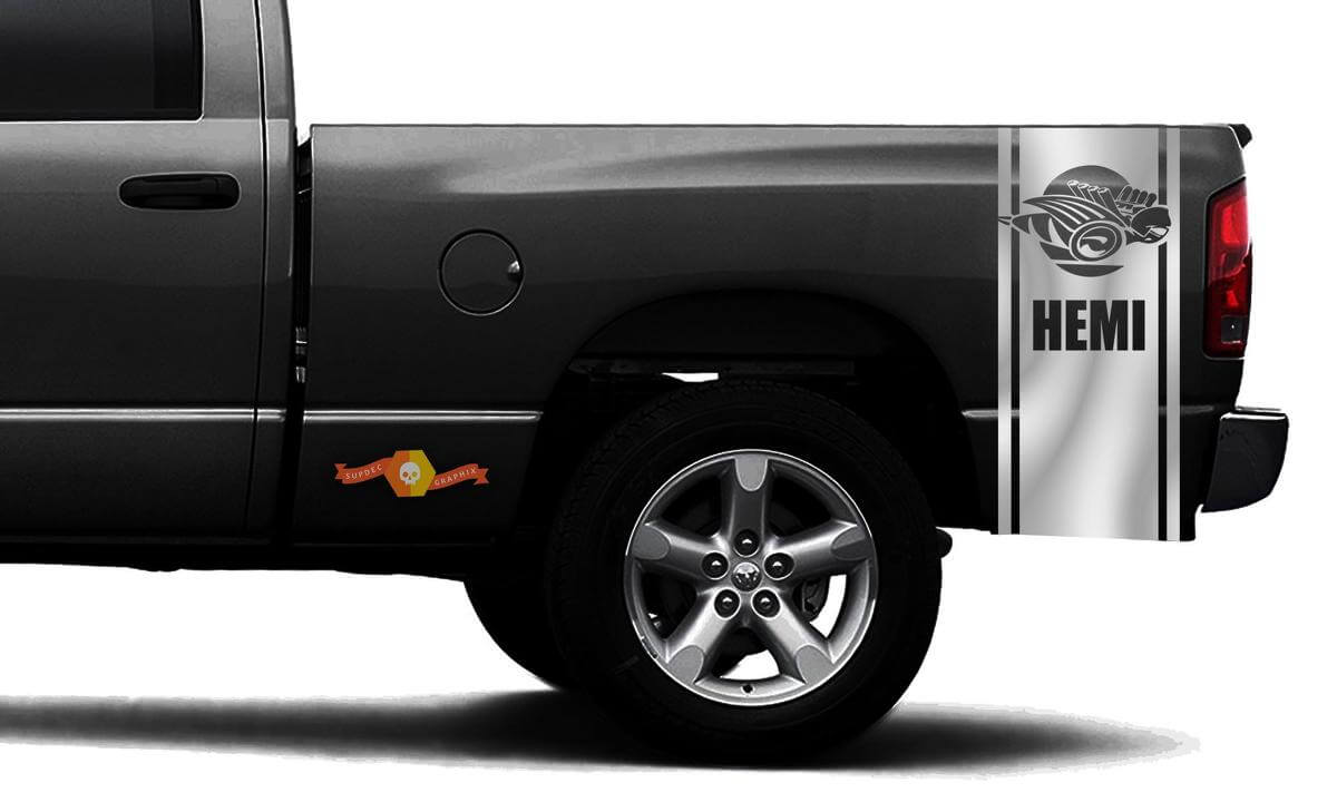 DODGE RAM 1500 VINYL DECAL bed zijstreep race CHROME sticker Ram Rumble Bee Hemi #95
