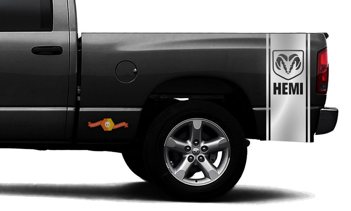DODGE RAM 1500 VINYL DECAL bed zijstreep race CHROME sticker Ram Hemi #101

