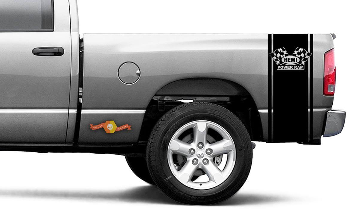 DODGE RAM 1500 VINYL DECAL bed zijstreep racen Hemi Power Ram sticker #110
