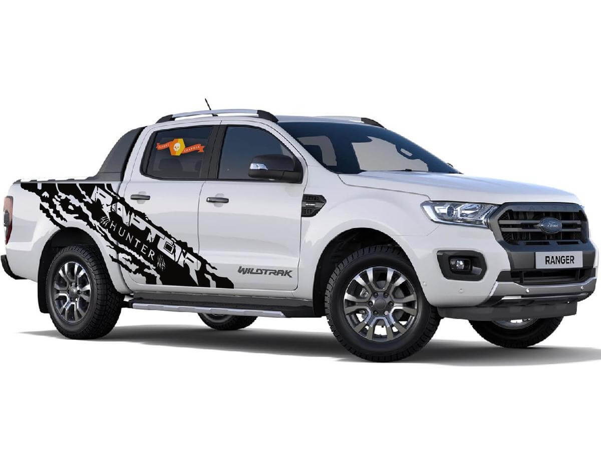 2x Hunter grote zijde vinylstickers voor Ford Ranger Raptor
