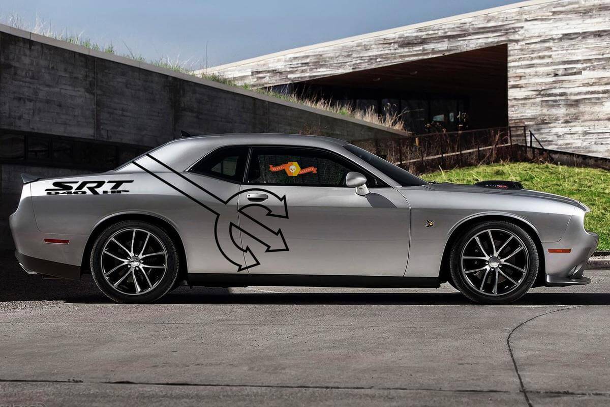 2 Side Dodge Challenger DEMON Pitchfork SRT 840 HP Side Vinyl Decals Graphics Sticker-4
