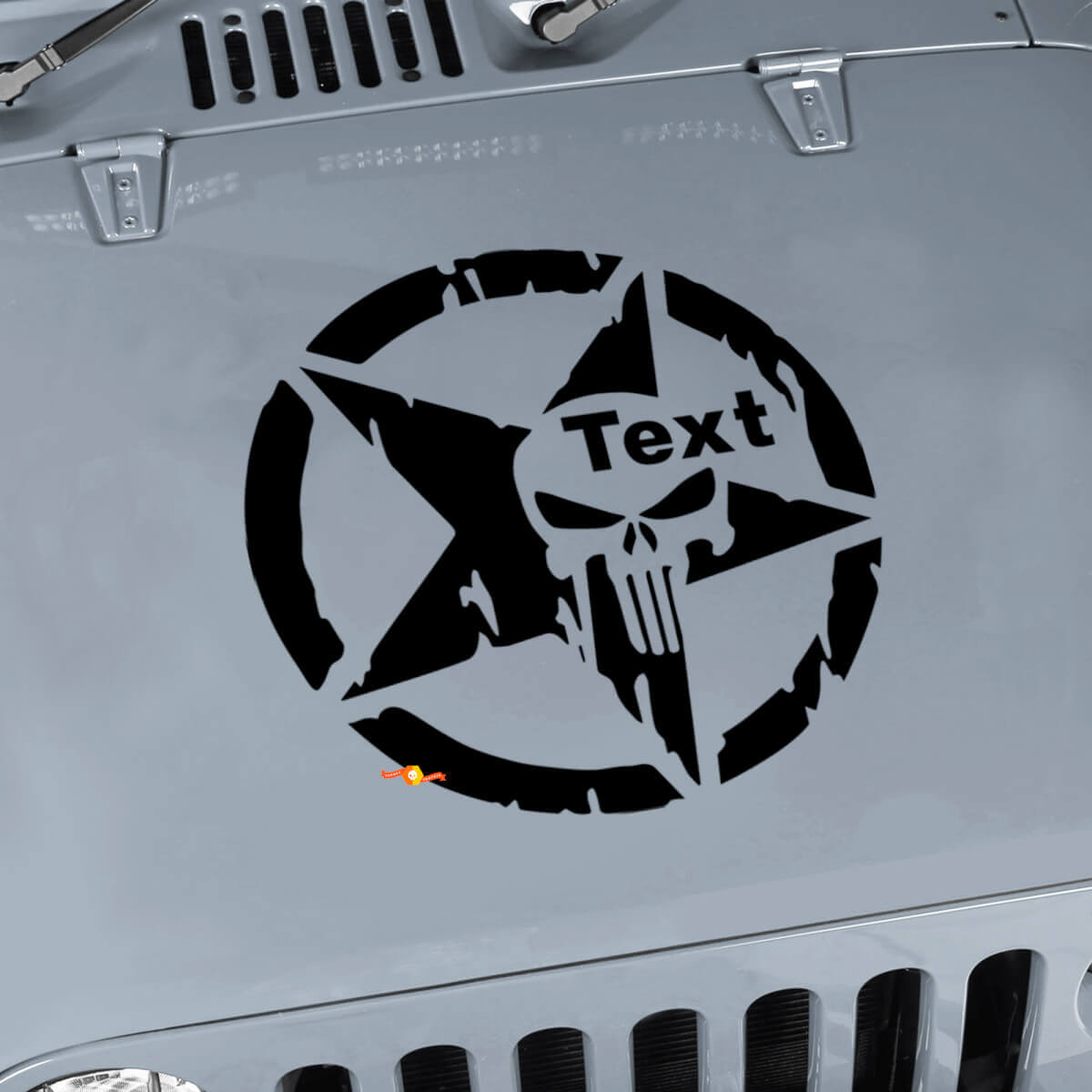 Punisher Militair Ster Hood Sticker Vinyl Decal voor Jeep Wrangler